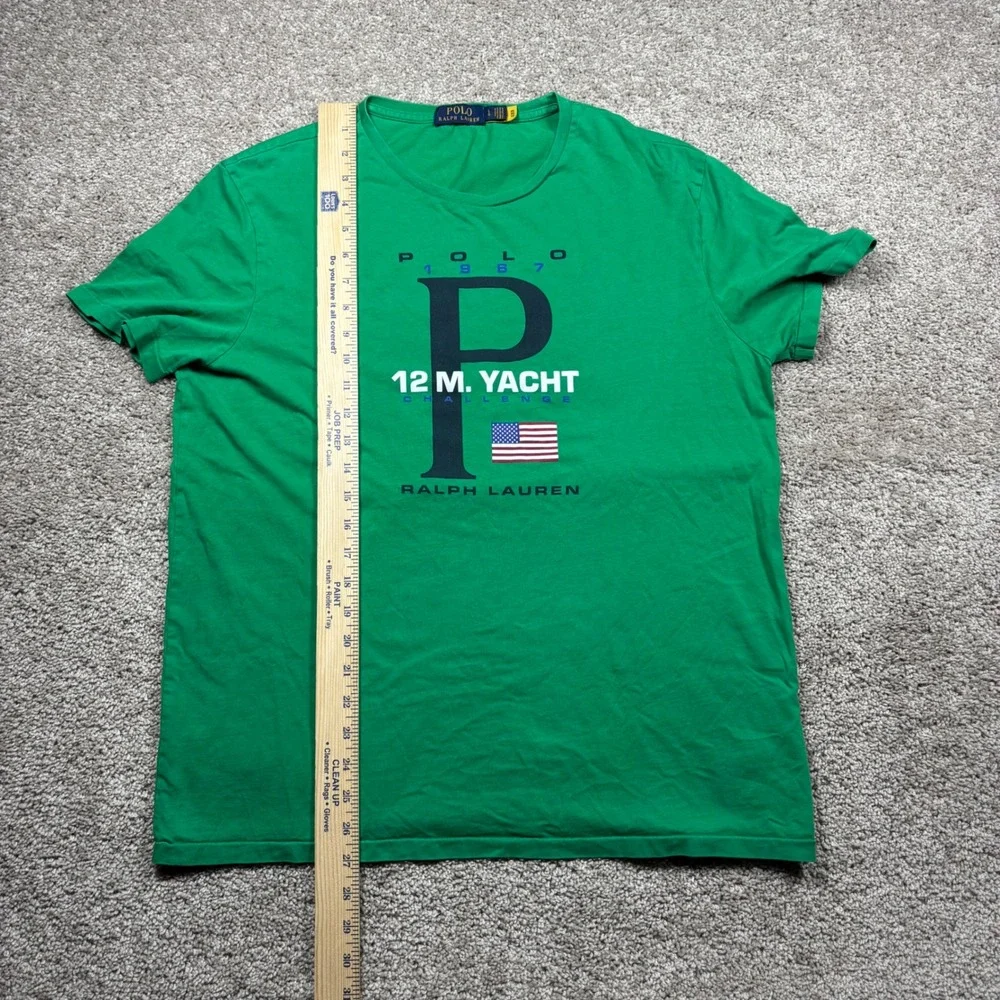 Polo Ralph Lauren Mens Green 12 M. Yacht Challenge Graphic T-Shirt Large LG